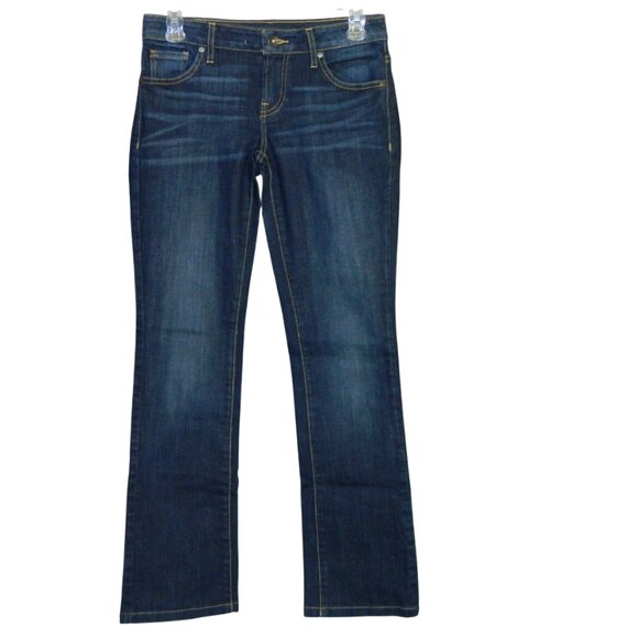 2 for/ $35 GUESS Dark Blue Mild Distressed Straight Leg Mid Rise Jeans Size 26 - Picture 1 of 11